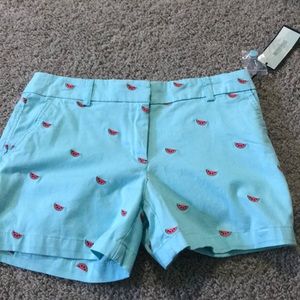 Light blue chino shorts with watermelons